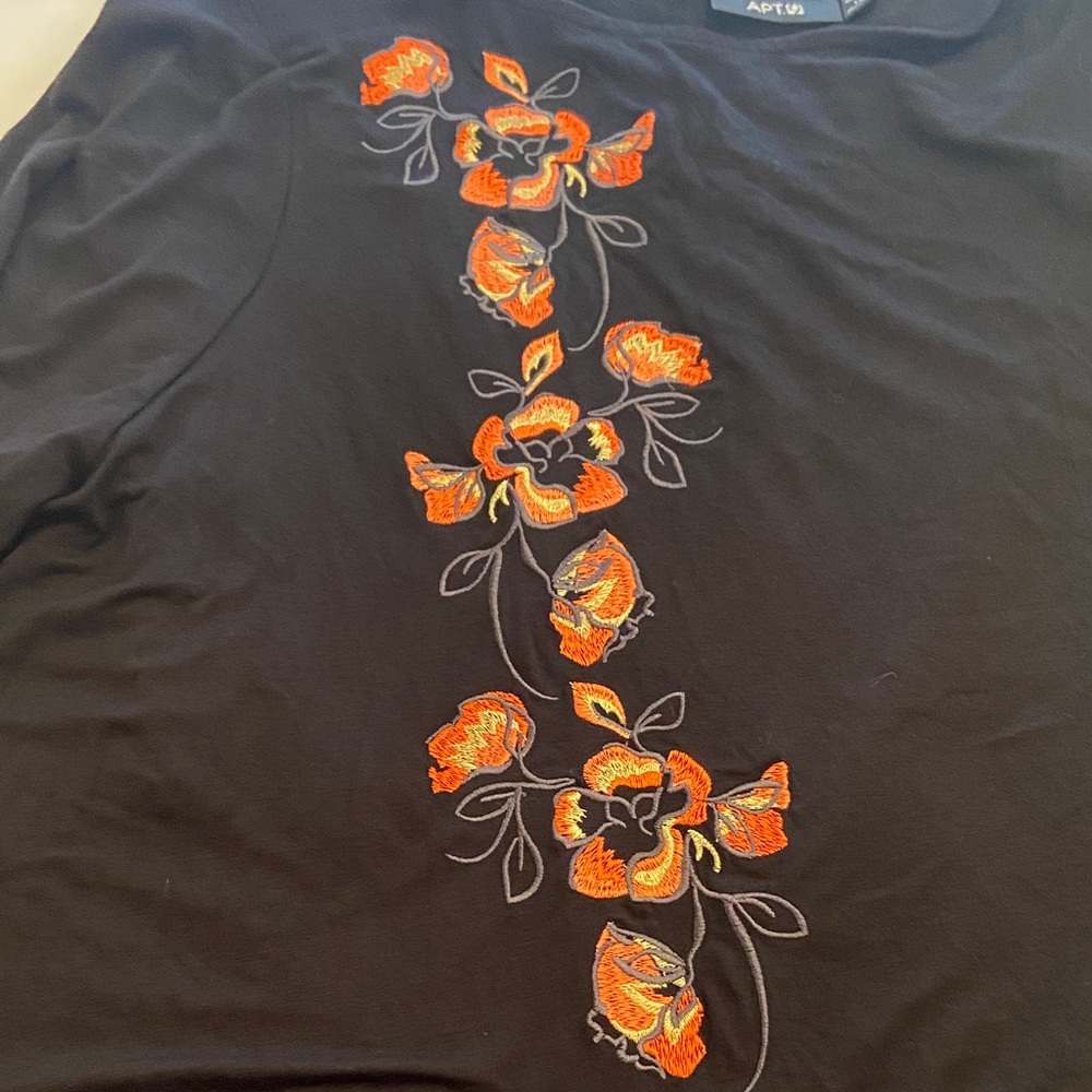 Apt. 9 Black Tunic with Orange Floral Embroidery - Picture 8 of 9